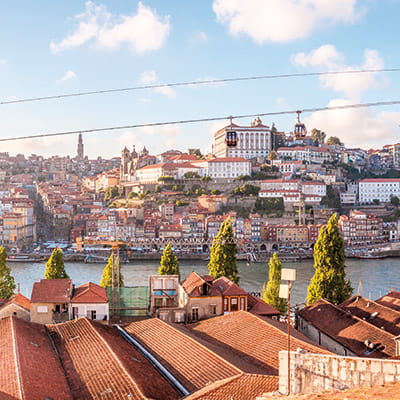 A dusky view over Oporto, Portugal during an April cruise